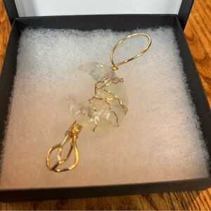Elegant Gold Wire Wrapped Crescent Pendant